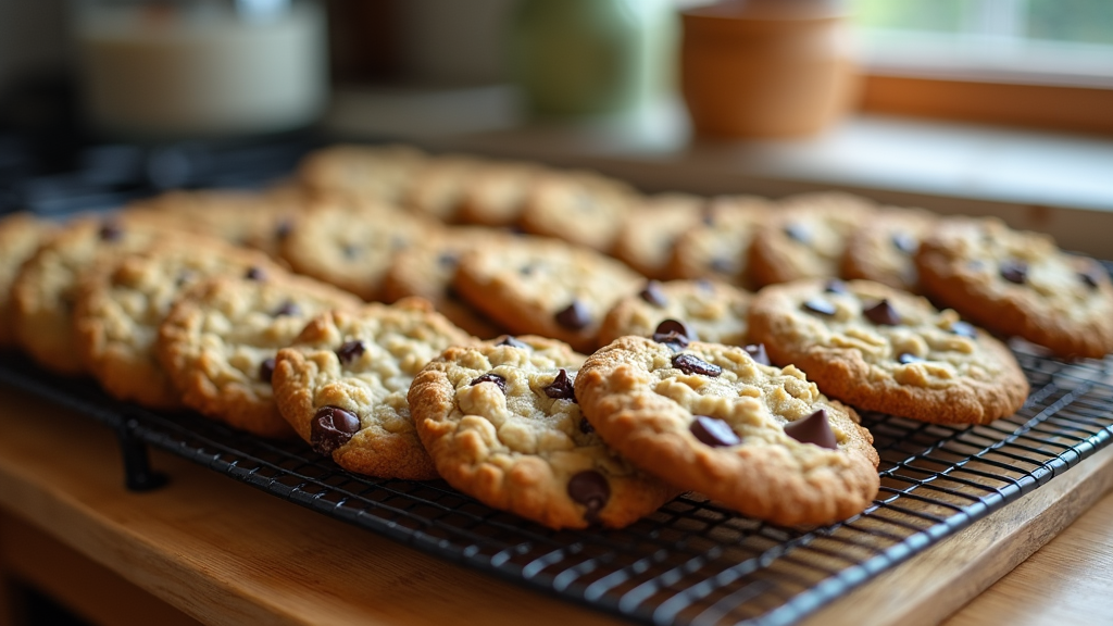 fresh baked cookies on a baking tray