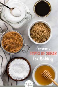 Types of sugars used to bake with.